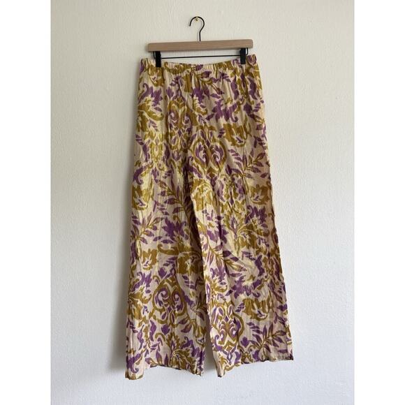 Zara Purple Metallic Gold Blazer And Pants 2 Piece‎ Set Wrap Kimono Cotton Sz L - Picture 10 of 13